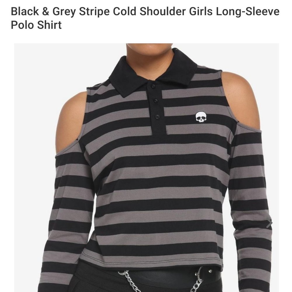 NWT Black and grey cold shoulder long sleeve polo